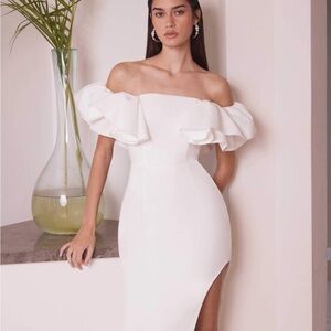 Elliatt Strapless White Dress with Ruffle Detail